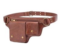 SIUSYACI Women Waist Bag Adjustable Belt PU Leather Steampunk Retro Design, Festival Gift Multipurpose Gothic Fanny Pack Hip Pouch, Red Brown, Retro