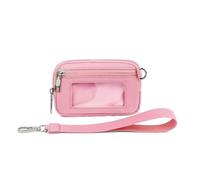 SIUSYACI Wristlet Wallet - Portable Pouch Coin Case,Card Holder Keychain Wallet with Clear Window - for Travelling Business Id Lipstick Headset, Pink, Fashion