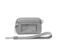 SIUSYACI Wristlet Wallet - Portable Pouch Coin Case,Card Holder Keychain Wallet with Clear Window - for Travelling Business Id Lipstick Headset, Grey, Fashion