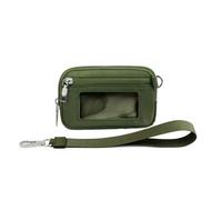 SIUSYACI Wristlet Wallet - Portable Pouch Coin Case,Card Holder Keychain Wallet with Clear Window - for Travelling Business Id Lipstick Headset, Green, Fashion