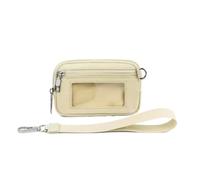 SIUSYACI Wristlet Wallet - Portable Pouch Coin Case,Card Holder Keychain Wallet with Clear Window - for Travelling Business Id Lipstick Headset, Beige, Fashion