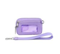 SIUSYACI Wristlet Wallet - Portable Pouch Coin Case,Card Holder Keychain Wallet with Clear Window - for Travelling Business Id Lipstick Headset, Purple, Fashion