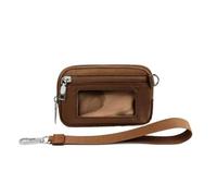 SIUSYACI Wristlet Wallet - Portable Pouch Coin Case,Card Holder Keychain Wallet with Clear Window - for Travelling Business Id Lipstick Headset, Coffee, Fashion