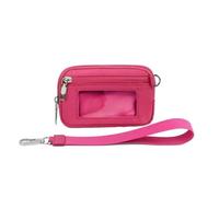 SIUSYACI Wristlet Wallet - Portable Pouch Coin Case,Card Holder Keychain Wallet with Clear Window - for Travelling Business Id Lipstick Headset, Rose Red, Fashion