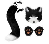 Siuwddee Furry Ears and Tail | Funny Pretend Play Outfit - Simulation Halloween Cosplay Masque Gloves Tail for Home School Parties Kids Boys Girls Masquerade