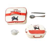 Siuwddee Kids Lunch Box Containers | 4-Compartment Stainless Steel Snack Containers with Cutlery | Portable Leakproof Meal Food Snack Storage Box for Offices Daycare Camping School Travel Picnic