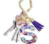 Siuwddee Letter Cup Chains - Letter Bag Charm With Butterfly And Tassel,Trendy Modern Backpack Pendant, Mug Initial Keychain For Girls School Work Gym Outdoor