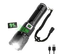 Siuyiu 2800 Lumens Rechargeable Torch, USB-C Torches Led Super Bright, 3 Modes with Digital Battery Display Tactical Flashlight, IP65 Waterproof Powerful Torch, for Camping, Hiking, Emergencies