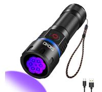 Siuyiu 60W 365nm UV Torch Black Light, High & Low Modes, 6 LED Beads, 4000mW UV Light Intensity, USB-C Rechargeable 5000mAh Battery, IP65 Waterproof Flashlight with ZWB2 Quartz Filter Lens