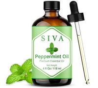 Siva Peppermint Essential Oil - 4 Fl Oz - Natural Peppermint Oil - for Diffuser, Face, Skin Care, Aromatherapy, Hair Care, Scalp and Body Massage - with Dropper