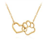SiVaji Necklace Pendant Chain Men Women Jewellery Necklace Linked Heart And Paw Hollow Dog Paw Claw Pendant Necklaces Custom Pet Dog Animal Gift For Dog Owners Gold