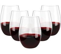 Sivaopa 6 Pack Plastic Wine Glasses, Stemless Plastic Wine Cups Heavy Duty, Unbreakable Glass, Reusable Shatterproof Wine Glasses for Wedding or Party -16 Oz (6 Pack)