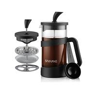 Sivaphe French Press Coffee Maker 350ml, Cafetiere Coffee Plunger Black 12oz 1-2 Cup, Small Tea Press Borosilicate Glass