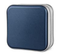 Siveit 40 Capacity CD/DVD Case Holder Portable Zipper CD Wallet Hard Plastic DVD Cases Storage Binder Organizer for Car Home Office Travel (40 Capacity, Dark Blue)