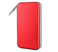 Siveit CD Case Holder, 80 Capacity CD/DVD Case Holders Wallet Hard Plastic CD DVD Disc Cases Storage Binder for Car Home Office Travel (Red)