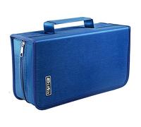 Siveit DVD Case, 128 Capacity CD/DVD Case Wallet Binder Storage Holder Booklet for Car Home Office and Travel (White binder, Blue)