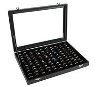 Siveit Ring Display Case Organizer Box with Transparent Lid, Ring Holder Showcase For Store Display Jewelry Show Home, Ring Organizer For Jewelry Rings, Studs Earrings (100 Slot, Black)