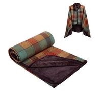 SIVENKE Women's Poncho Fleece Portable Blanket, Checked Lap Blanket, Comfortable Poncho, Plush Blankets, Throw Scarf, Wrap Cover, Cape with Buttons for Bed, Sofa, Office