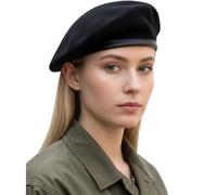 Sivi Iconic Parisian Beret - Army Style Cap, Che Guevara Inspired Fashion, Woolen French Beret Hat for Men and Women, Black, M