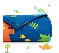 Sivio Blanket, 1kg, 48x53 cm Weighted Blanket, 100% Natural Cotton Blanket, Dinosaur Blue
