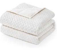 Sivio Minky Dot Weighted Blanket for Adults Queen Size 15 lbs, Soft Cozy Heavy Blanket for Relaxation and Better Sleep, Breathable Blanket for All-Season with Glass Beads, White 48 x 72 inches