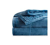 Sivio Weighted Blanket 7kg, 120 x 180cm, Sherpa Weighted Blanket Double Single for Adults, Soft Cozy Fuzzy Warm Sherpa Heavy Blanket for Sofa Bed Couch, Fluffy Plush Fleece Bed Blanket, Slate Blue
