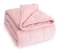 Sivio Weighted Blanket 7kg Pink 120x180cm | Sherpa reversible, soft flannel, extra warm cozy fluffy, double sided