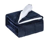 Sivio Weighted Blanket Queen 7 kg, Ultra Fluffy Warm Sherpa & Cozy Plush Flannel Fleece, Double Queen Size Bed Blanket, Heavy Blanket Great for Relax, 120 x 180 cm, Navy Blue