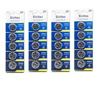 Sivitec 20X 2032 CR2032 Batteries Coin Button Cell 3V Lithium 240mAH Battery Up to 70% Extra Life Child Resistant Pack