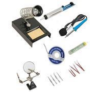 Sivitec 9 Piece 40w Soldering Iron Starter Kit, Heavy Duty Helping Hands, Tweezers, Desolder Pump Stand and Solder