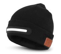 SIVITICK Bluetooth Beanie with Light, USB Rechargeable Tech Gift for Men & Adults Christmas Birthday Present for Him Wireless Music Winter Hat Stocking Filler for Teens Cool Gadgets Black