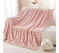 Sivlefoss Fleece Throw Blanket Faux Fur Fluffy Bed Blanket Bubble Soft Cosy Warm Large Blanket for Bed Sofa Car,Pink 150x200