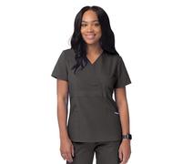 Sivvan Scrubs for Women - Mock Wrap Scrub Top - S8302 - Charcoal - L