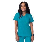 Sivvan Scrubs for Women - Mock Wrap Scrub Top - S8302 - Teal Blue - XL