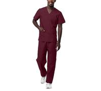 Sivvan Unisex Scrubs - Classic V-Neck Top & Drawstring Pants Scrub Set - S8400 - Burgundy - M