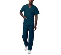 Sivvan Unisex Scrubs - Classic V-Neck Top & Drawstring Pants Scrub Set - S8400 - Caribbean Blue - S