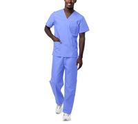 Sivvan Unisex Scrubs - Classic V-Neck Top & Drawstring Pants Scrub Set - S8400 - Ceil Blue - S