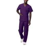 Sivvan Unisex Scrubs - Classic V-Neck Top & Drawstring Pants Scrub Set - S8400 - Purple - XS