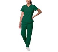 Sivvan Women's Scrub Set - Multi Pocket Cargo Pants & Stylish Mock Wrap Top - S8401 - Hunter Green - 4X
