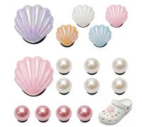 SIVZUMO Pack of 16 Shoe Charms Beads Shell Design, Colourful Shoe Pins Suitable for Clogs, Elegant Shoe Jewellery Set for Women Girls, DIY Shoe Pendant Accessories for Sandals & Bags