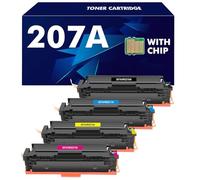 SIWANYS 207A High Yield Toner Cartridge 4 Pack Replacement for Color LaserJet Pro M255dw M255nw MFP M282nw M283fdw M283fdn with Chip W2210A Black W2211A Cyan W2212A Yellow W2213A Magenta
