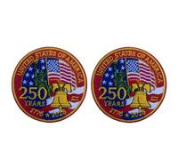 Siwenjiang 2 Pcs 250 Year Anniversary Embroidered Iron-On or Sew-On Patches