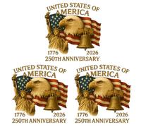 Siwenjiang 3 Pcs 250 Year Anniversary 1776-2026 Iron on Transfer Heat Decals for DIY Fabric T-Shirts, Tote Bags, Jackets (Color: 1)