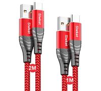 Siwket USB Type C Cable 3A Fast Charging Cord, 2Pack 1M 2M USB A to USB C Charger Cable Braided Data Sync for Samsung Galaxy S10 S9 S8,Note 9/8,A20 A50 A80,LG G5 G6,Sony Xperia,Switch,HTC,Moto (Red)