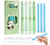 SIWOKJJO 4 Pcs Erasable Pens, Cartoon Rub Out Pens with 3 Rubbing Sticks, 0.5mm Erasable Gel Pens with Rubbers on the End, Erasable Writing Pens for Writing Drawing Note