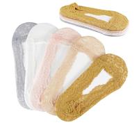 SIWOKJJO 5 Pairs Women's No-Show Socks, Non-slip Ankle No Show Ultra Low Cut Boat Socks for Sneakers High-heel Shoes