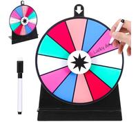 SIWOKJJO 6 Inch Spin the Wheel, 12 Slots Spinning Wheel with Stand, Wheel of Fortune with Marker Pen, Prize Wheel, Wheel Spinner for Carnival Party in Party Pub Trade Show