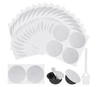 SIWOKJJO 70Pcs 60mm Aluminum Foil Seal Lids, Coffee Pod Seals with Brush, Reusable Pod Seals for Nespresso Vertuo Pods, Compatible with Vertuo Coffee Capsules