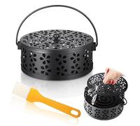 SIWOKJJO Metal Mosquito Coil Box, Incense Holders with Brush, Coil Incense Burner Holder for Indoor and Outdoor Camping, Movable Hollow Metal Mosquito Coil Container, Spiral Metal Holder