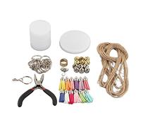 SIWOTED 75 Pcs Keychain Blanks Tassel Set Double Sided Dye Sublimation Acrylic Blanks Tassel Key Rings Pliers Bell Twine DIY Kit